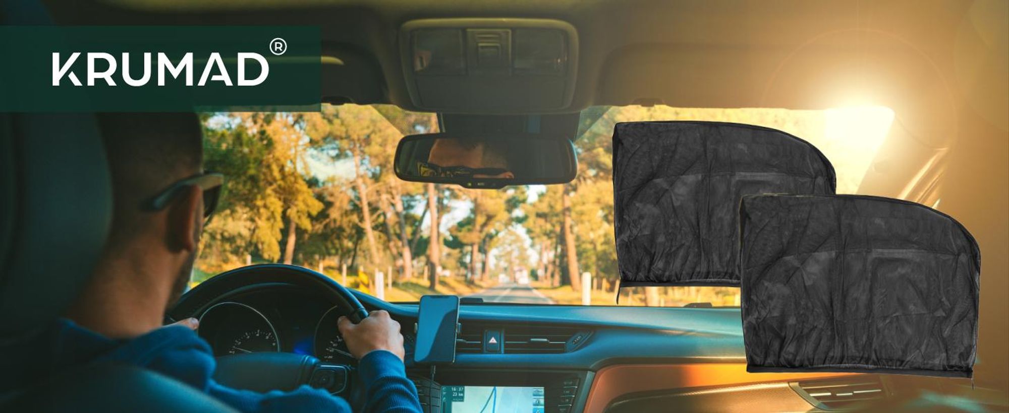 KRUMAD Auto Sonnenschutz Baby 2 Stück – Moskitonetz & Sonnenblende für Autofenster, UV Schutz Seitenfenster, Sonnenschutz Auto Zubehör Kinder