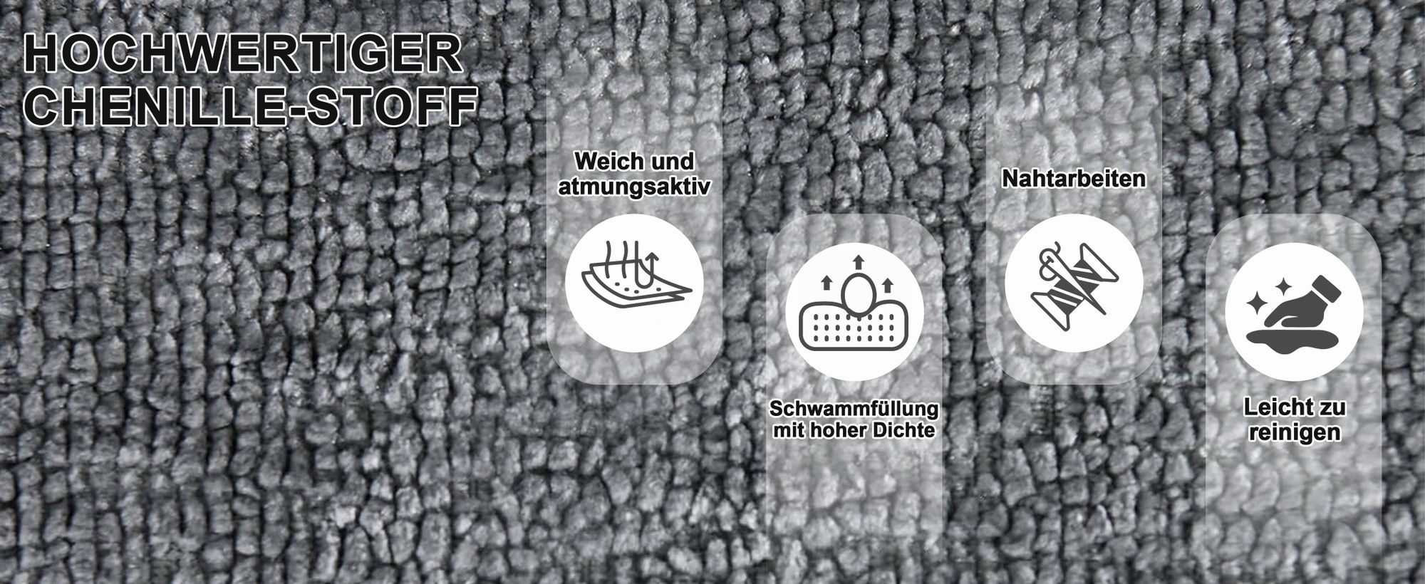 Duhome Loungesessel Armlehnstuhl aus Chenille-Stoff, Schminktisch Stuhl Esszimmerstuhl Sitzschale 360° drehbar, Grau