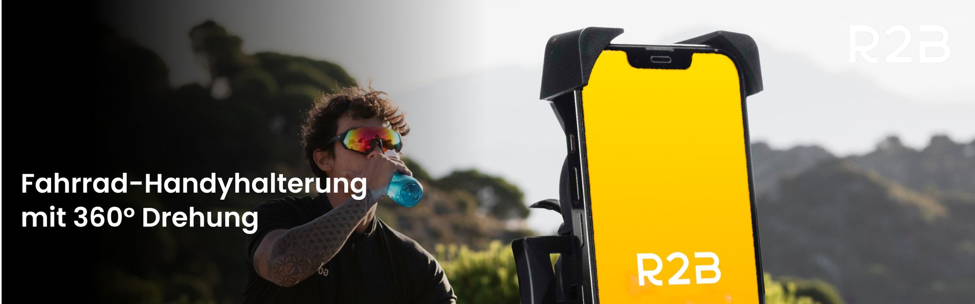 R2B Handy Halterung Fahrrad - Universal fahrrad Handyhalterung, mit Klick-System, Handyhalter fahrrad für Mountainbikes, Motorräder und Motorroller