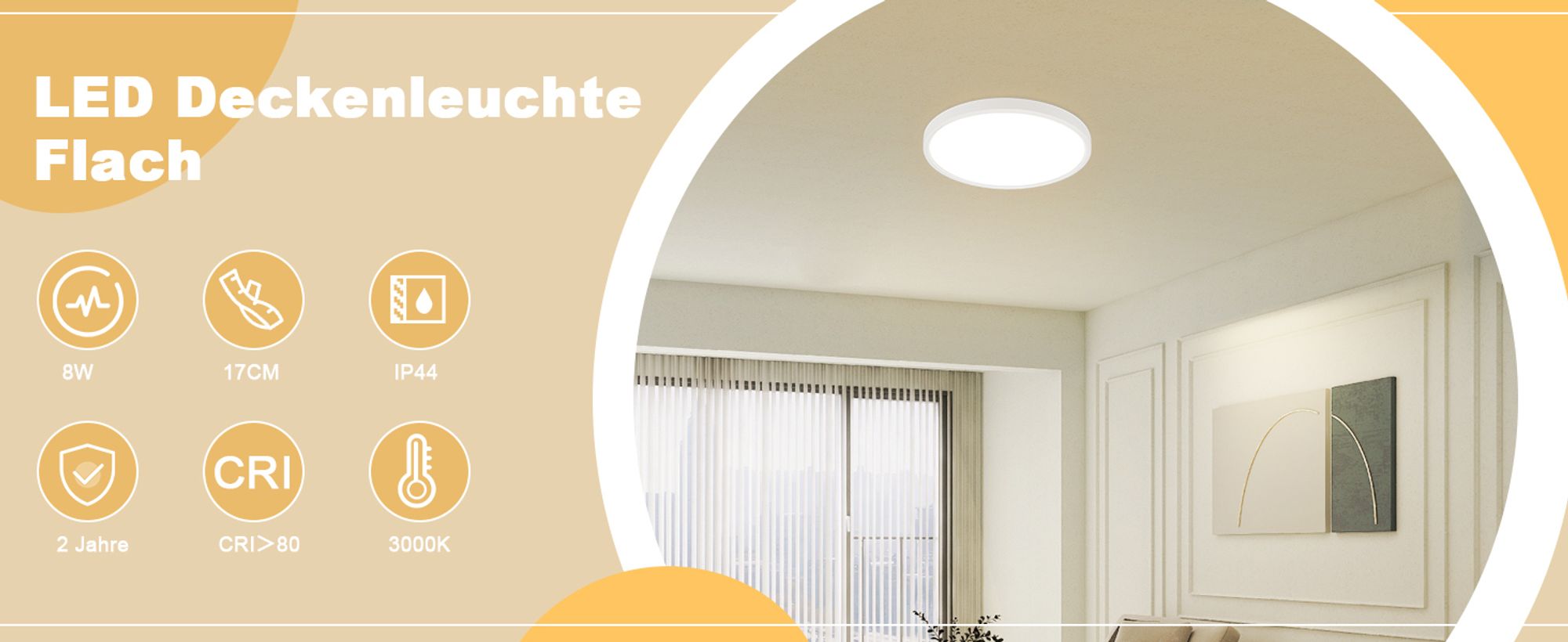 Ta okrągła lampa sufitowa LED Flat zachwyca nowoczesnym, prostym designem z zakrzywionymi liniami.