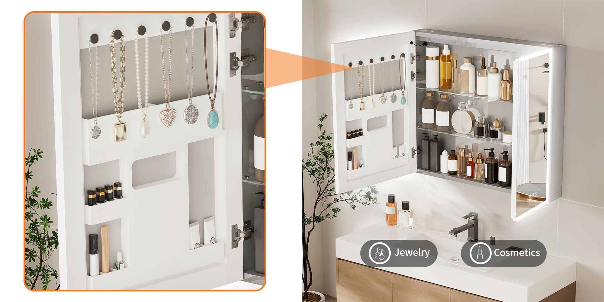 WISFOR Spiegelschrank Bad mit Beleuchtung Bluetooth 80x70 cm Wandspiegelschrank mit Bluetooth Beschlagfrei 2 Tür Badschrank