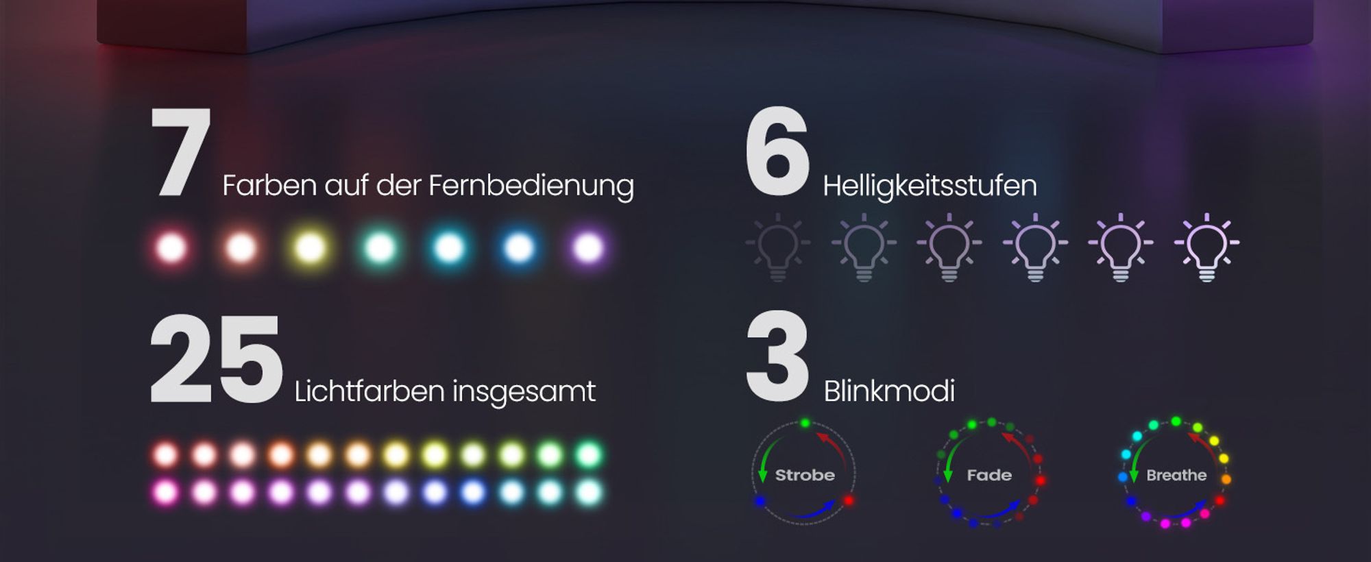 Nachttisch mit einstellbarer LED-Beleuchtung, 2er Set,
