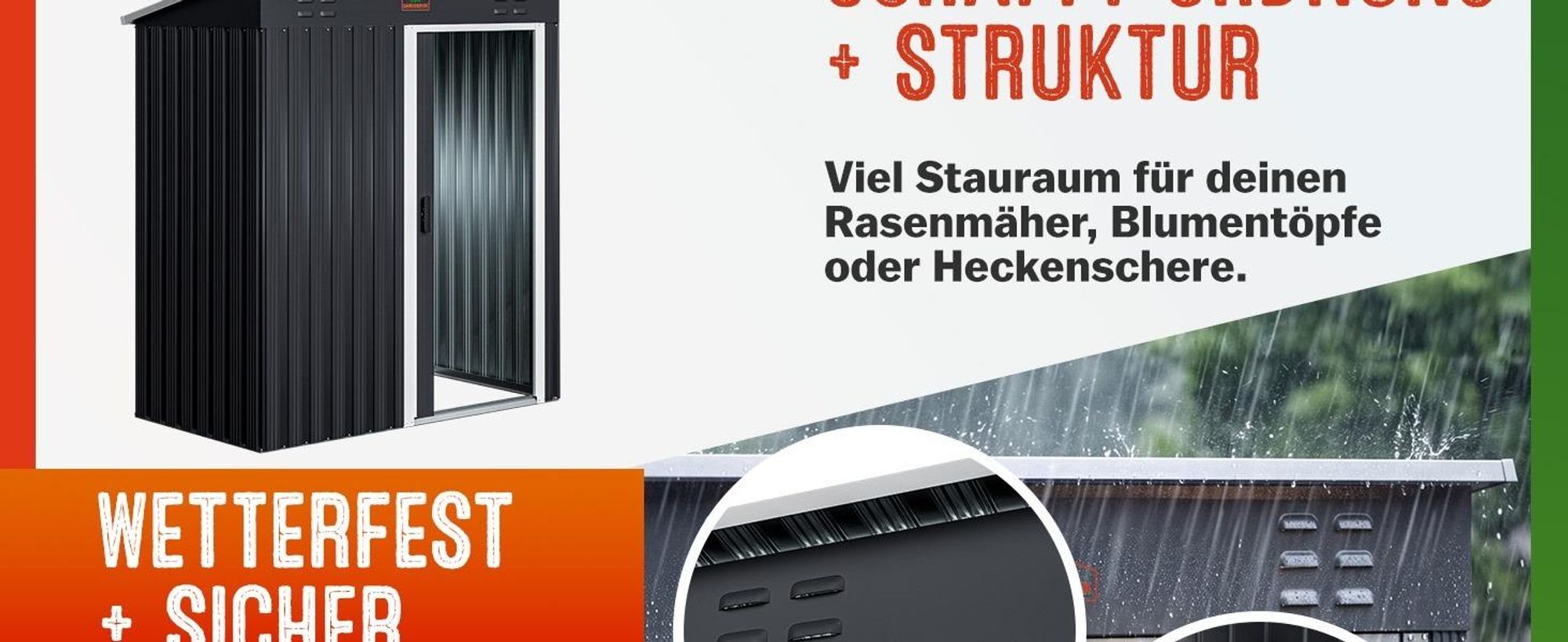 GARDEBRUK® Metall Geräteschuppen 185x165x90cm