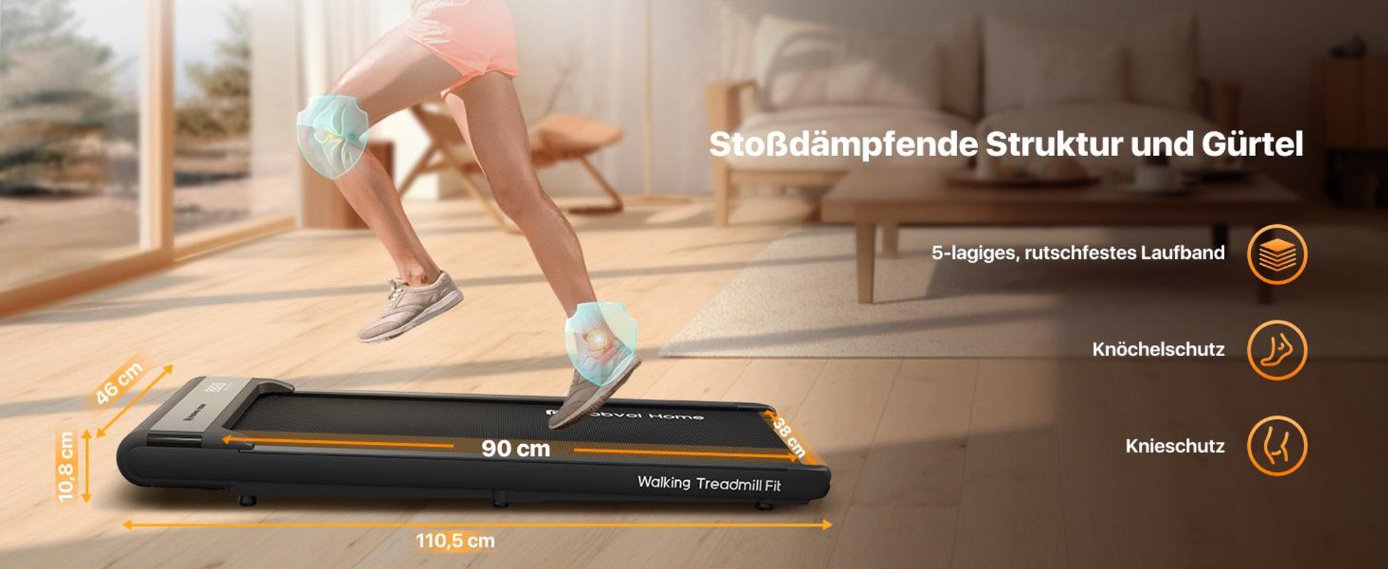 Mobvoi Walking Pad Smart KI Untertisch-Laufband, tragbares 2-in-1 Laufband für Zuhause & Büro, Gehen & Joggen, TicSports Zwift Kinomap, 120kg 6km/h