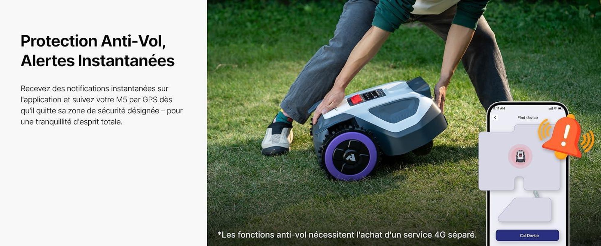 Robot tondeuse ANTHBOT M5 sans câble périphérique, avec garage premium, navigation RTK, caméra IA, jusqu'à 500 m², 3 mois de NRTK s