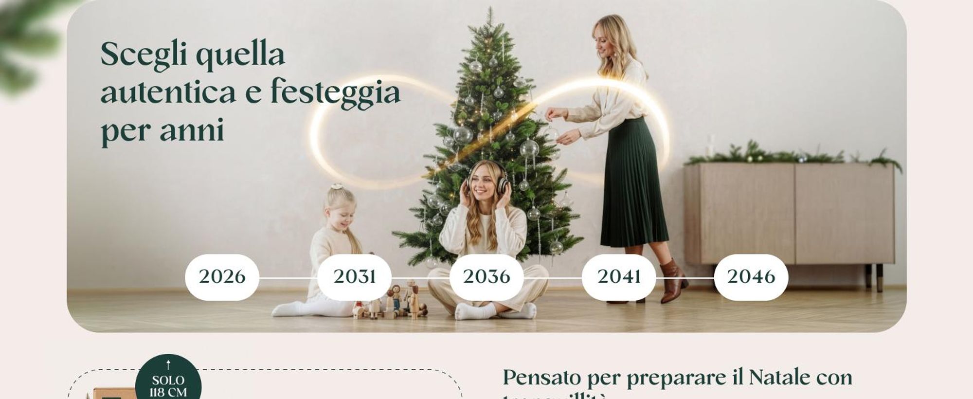 Albero di Natale artificiale FairyTrees 180cm pino naturale con supporto in legno | Abete di Natale con pigne naturali e punte bianche innevate | Facile da Montare | Prodotto in EU