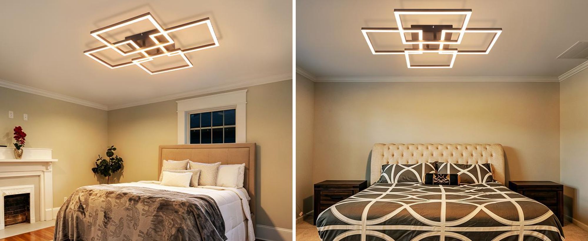 Lampa sufitowa LED ZMH do salonu, z regulacją jasności, 43 W, lampa sufitowa do salonu z pilotem, prostokątna, lampa do sypialni