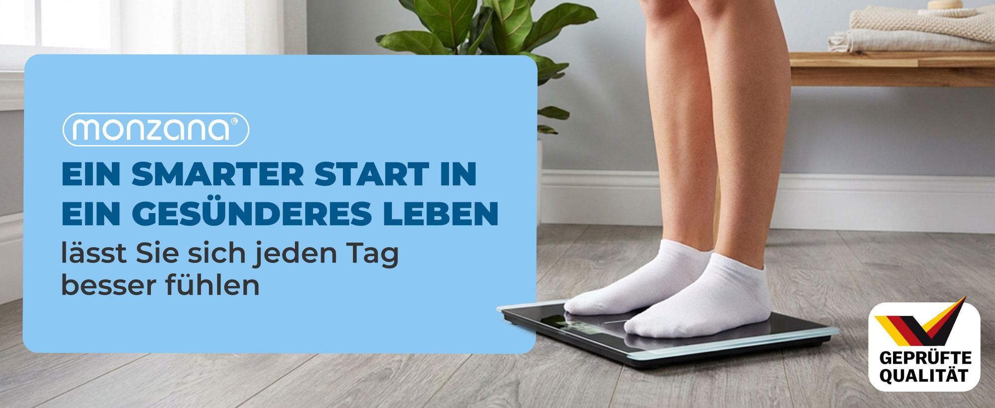 MONZANA Personenwaage Digital Klare LCD Anzeige Große Trittfläche bis 180kg