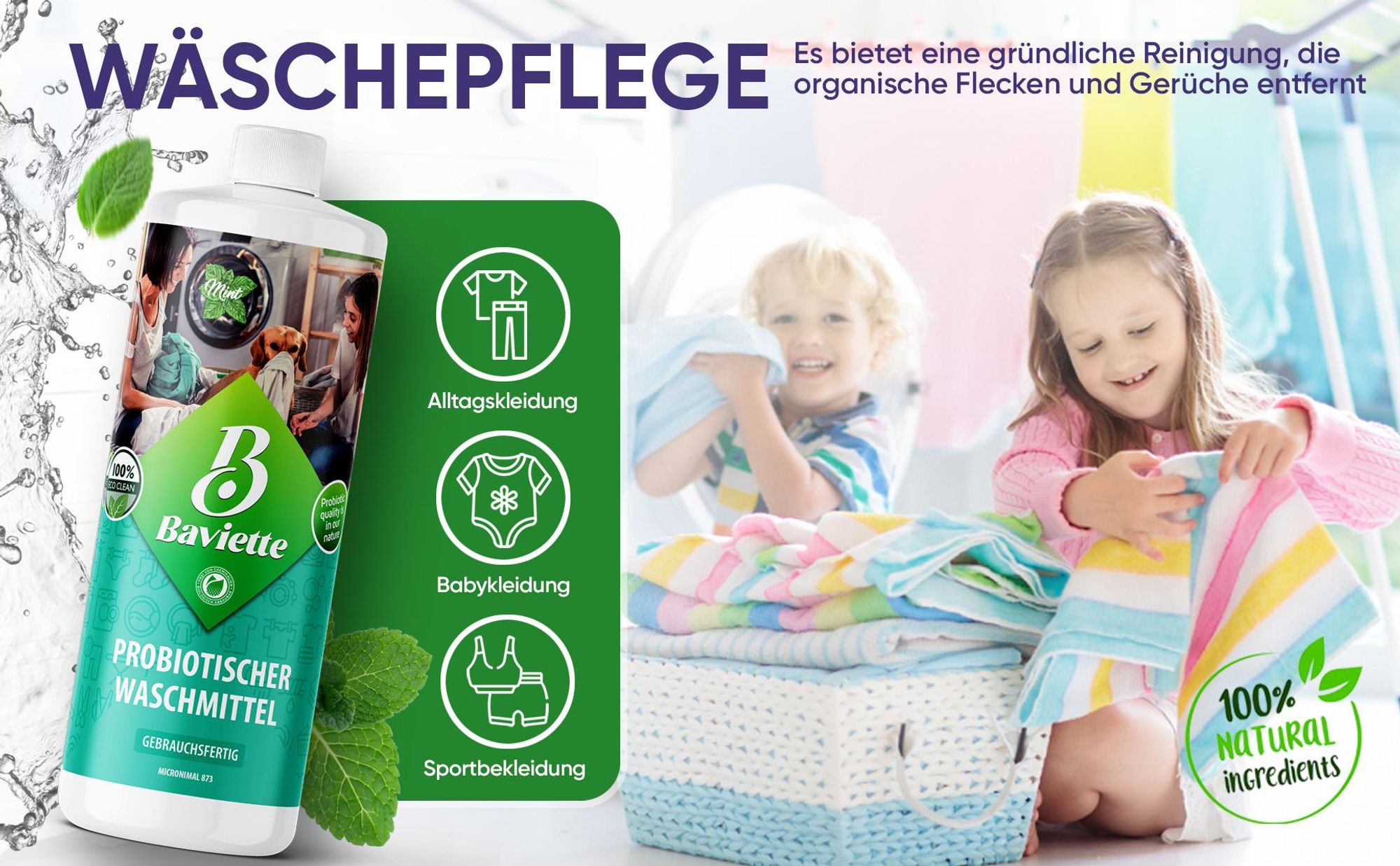 Baviette Naturpur Bodenreiniger 500 ml – schonende Reinigung für Familienhaushalte, Laminat, Parkett, PVC & Vinyl