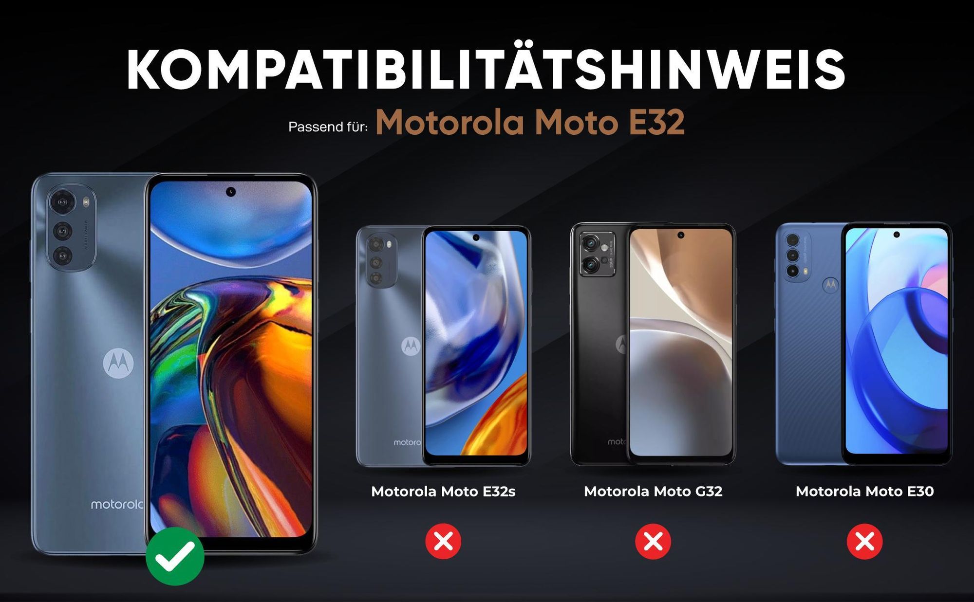 Kompatibilitätshinweise Hülle für Motorola Moto E32