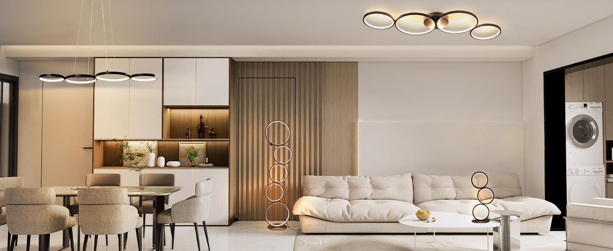 Plafonnier LED ZMH moderne à 4 ampoules, design circulaire, 3000 K (blanc chaud), luminaire d'intérieur en métal, pour salon et chambre à coucher