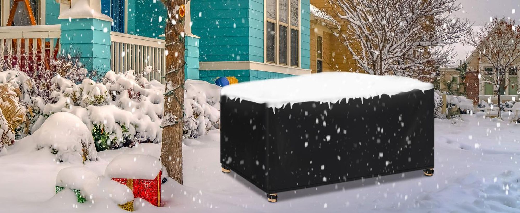 WOLTU Abdeckung für Gartenmöbel, aus 420D Oxford Gewebe, Wasserdicht Abdeckplane UV-Beständig, Schutzhülle Plane für Möbelsets, Schwarz 250x210x90 cm