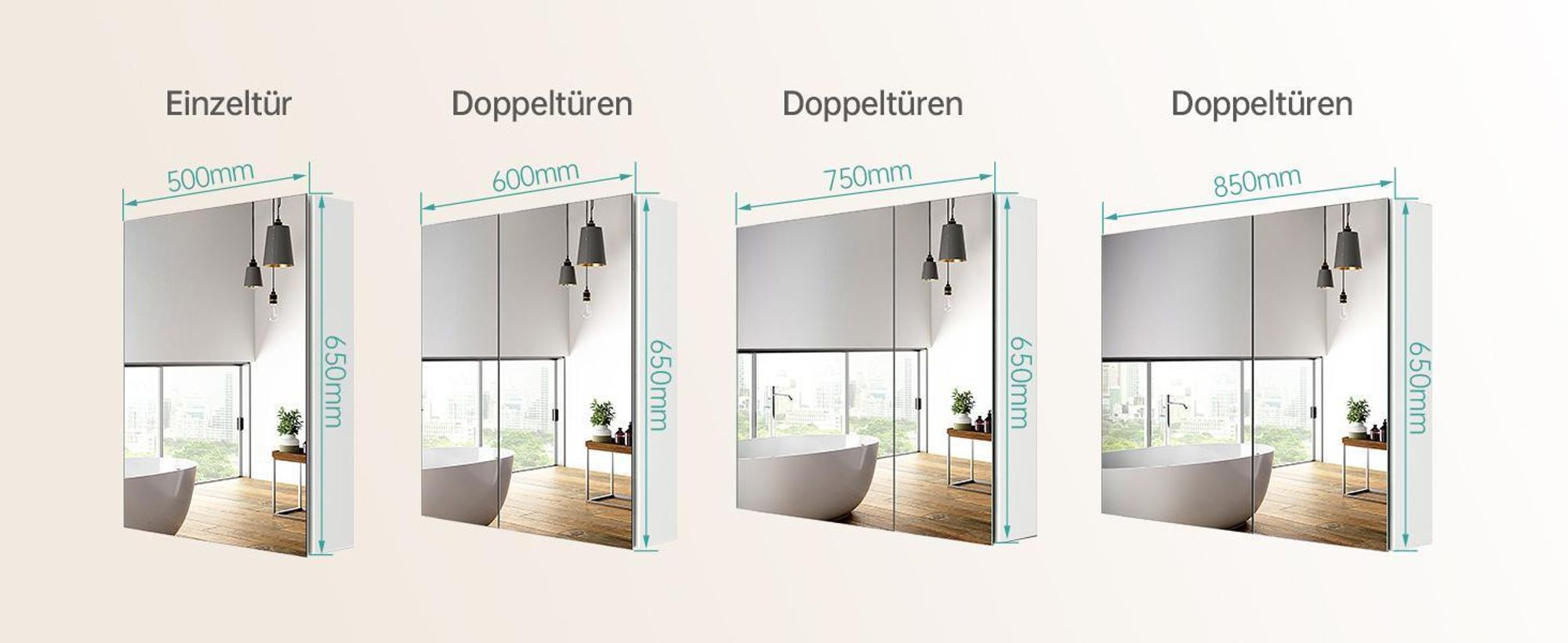 EMKE Spiegelschrank und Spiegellampen,60x65x14.5cm 2 Glasböden Weiß Badspiegelschrank und Weiß Wandleuchten Neutral Licht 4200k