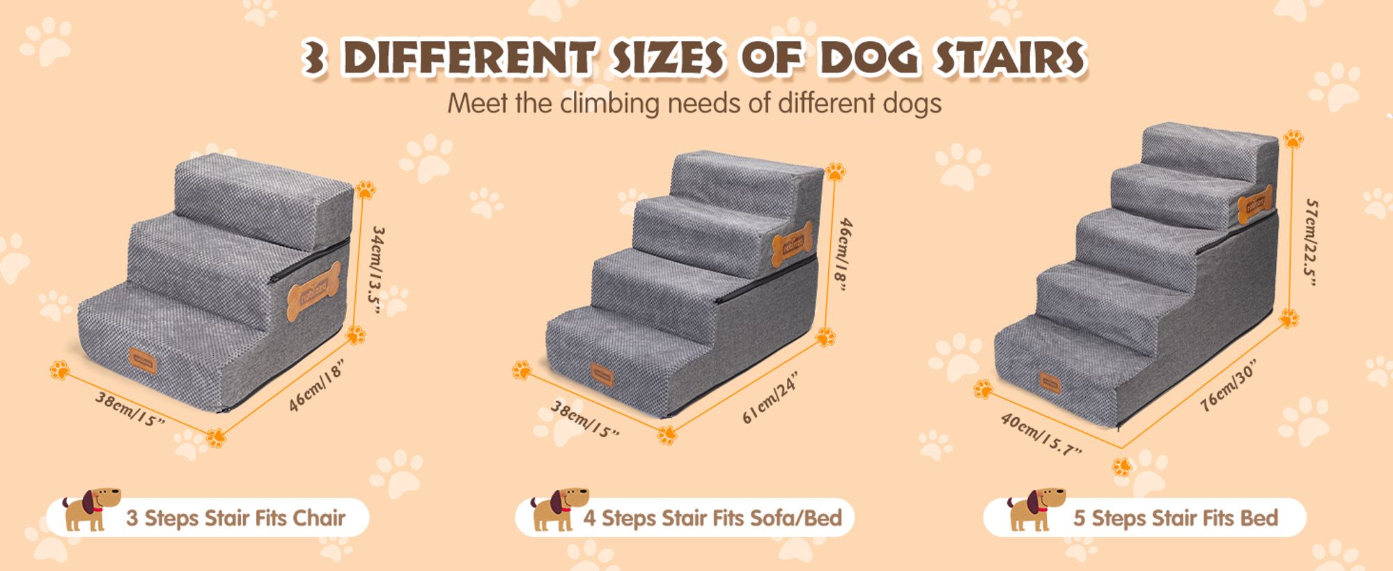 Nobleza Hundetreppe 5 Schichten Haustiertreppe , Rutschfest Katzentreppe, für Kleine Hunde Welpe Katzen aus Sofa Bett