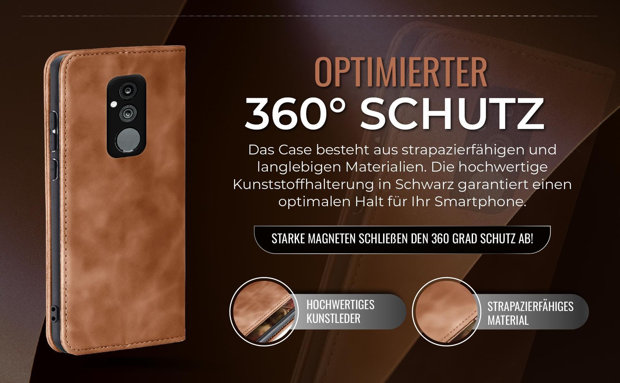 Hellbraune Handyhülle für Huawei Mate 20 Lite mit 360 Grad Schutz