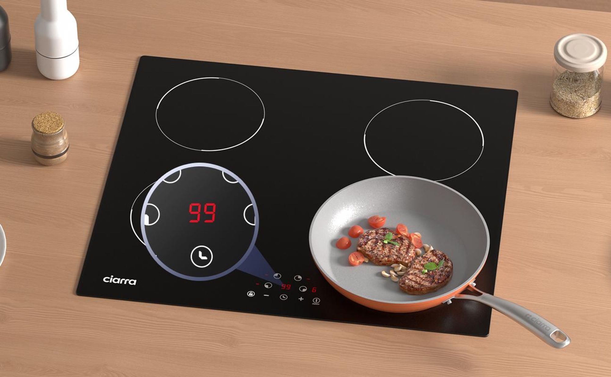 CIARRA Table de cuisson à induction encastrable 60 cm Table de cuisson à induction 4 zones VM4BIH-D