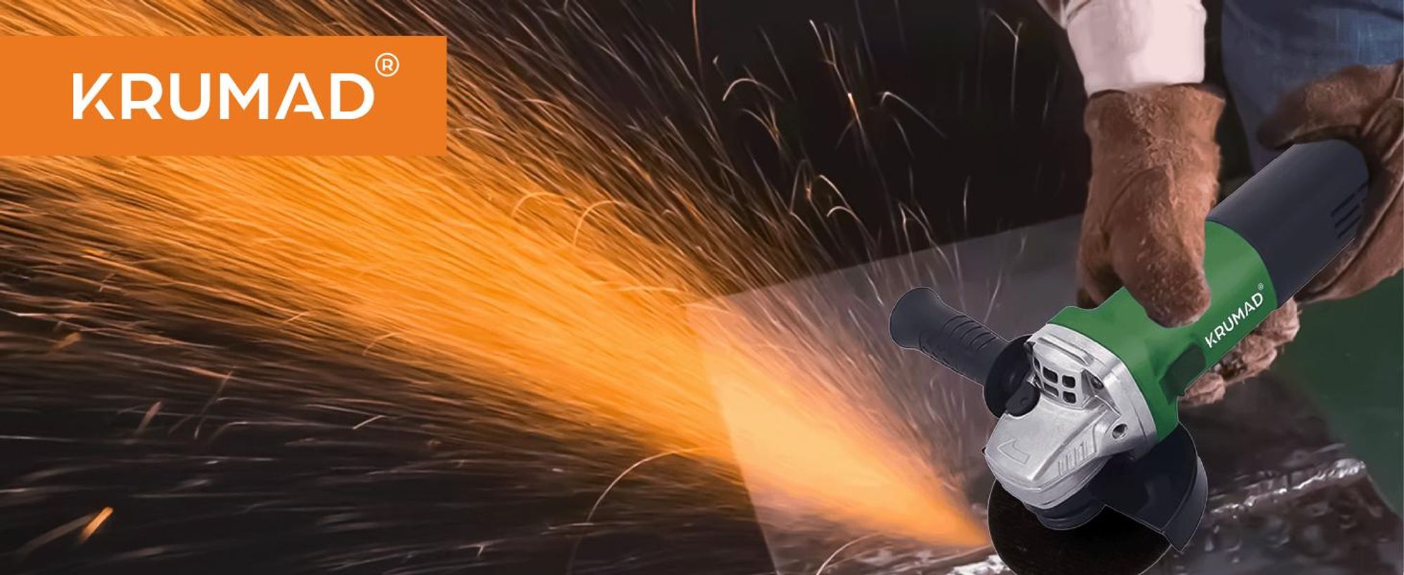 KRUMAD Winkelschleifer 950W - Leistungsstarker Winkelschleifer mit variabler Drehzahl (3000-11.000 U/min), 2 Schleifscheiben, für Metall