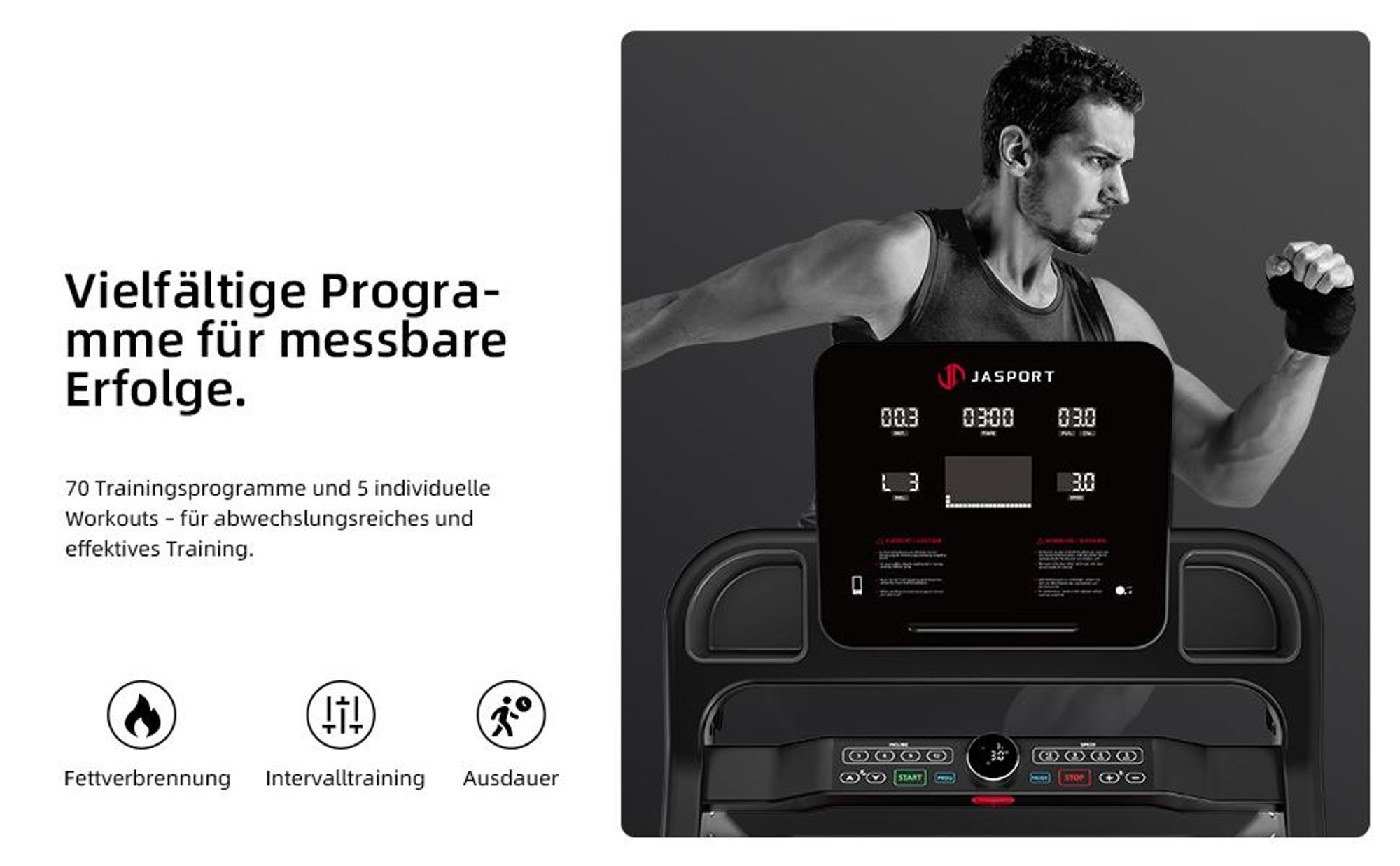 JASPORT L8 Elektrisches Laufband klappbar – 4.0 PS DC-Motor, bis 22 km/h, 0–20 % Steigung, 1450×480 mm Lauffläche, LED-Display, Bluetooth-Lautsprecher