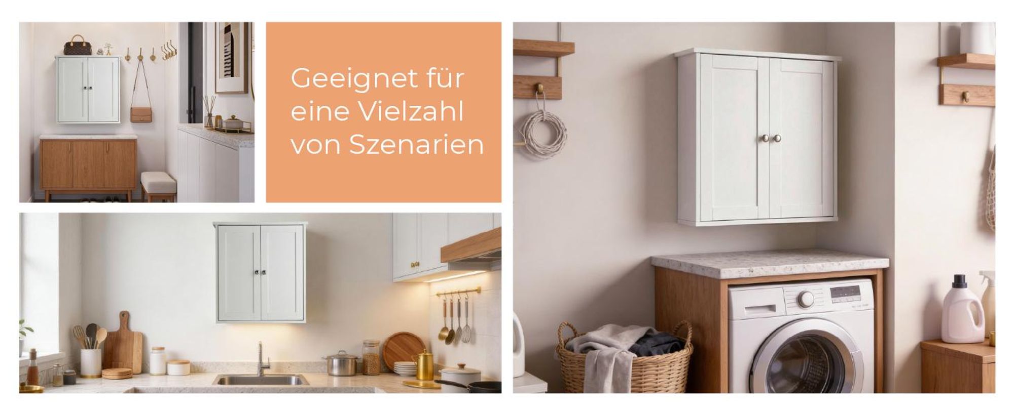 FCH Hängeschrank, Wandschrank mit 2 Tür, verstellbare Ablage, für Küchenschrank und über Waschbecken, 60 x 18 x 60 cm, Weiß
