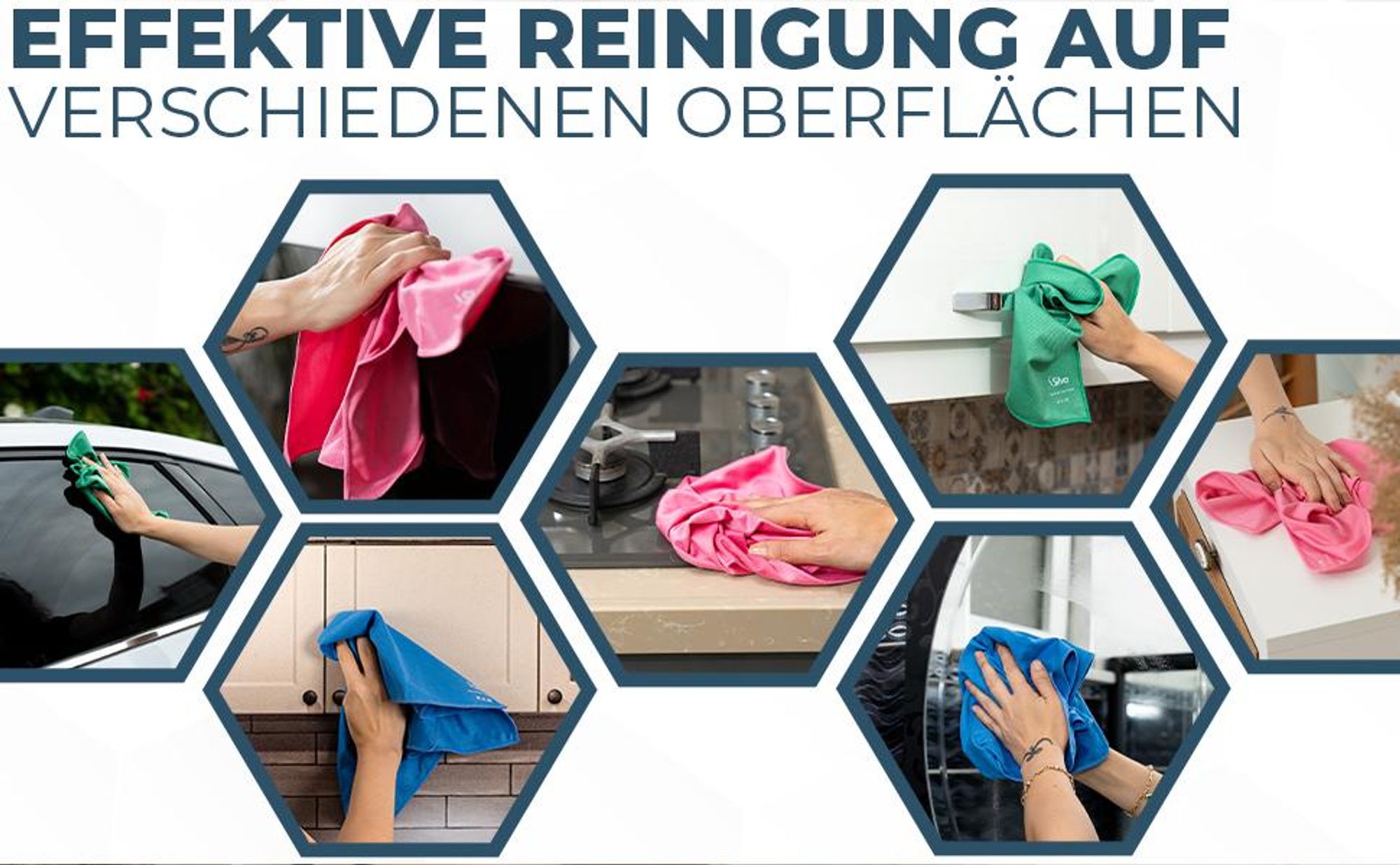 Silva Hochwertige Mikrofasertücher - Streifenfreie Fenster- und Spiegelreinigung, Küche & Magisches Reinigungstuch - Rosa