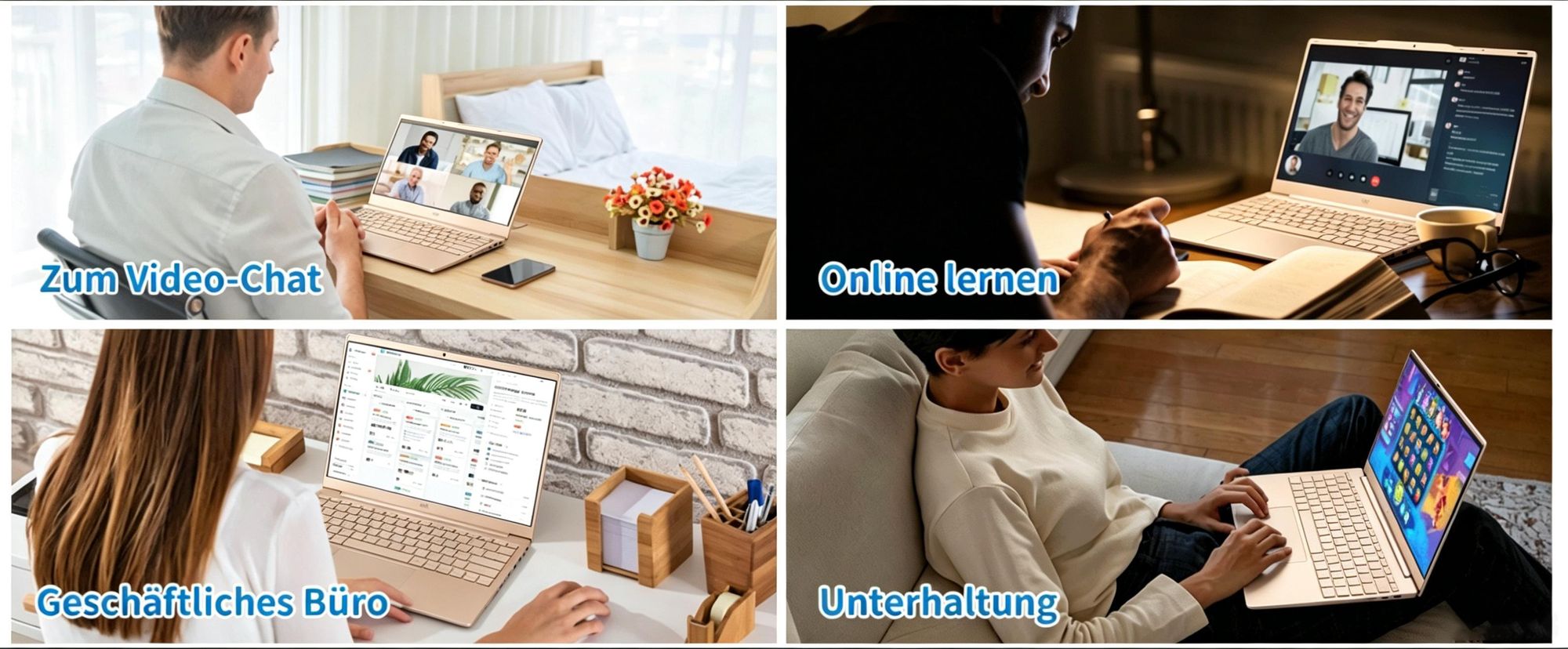 Molegar 14.1-Zoll-Laptop-Computer, 8 GB DDR4 256 GB SSD, Quad-Core Intel N5095 CPU (bis zu 2,9 GHz), Studenten-/Business-Laptop mit 1080P FHD-Display, 2,4 / 5G WiFi, Perfektes Geschenk, Webcam, USB 3.0, Tastatur mit Hintergrundbeleuchtung (Rosa)