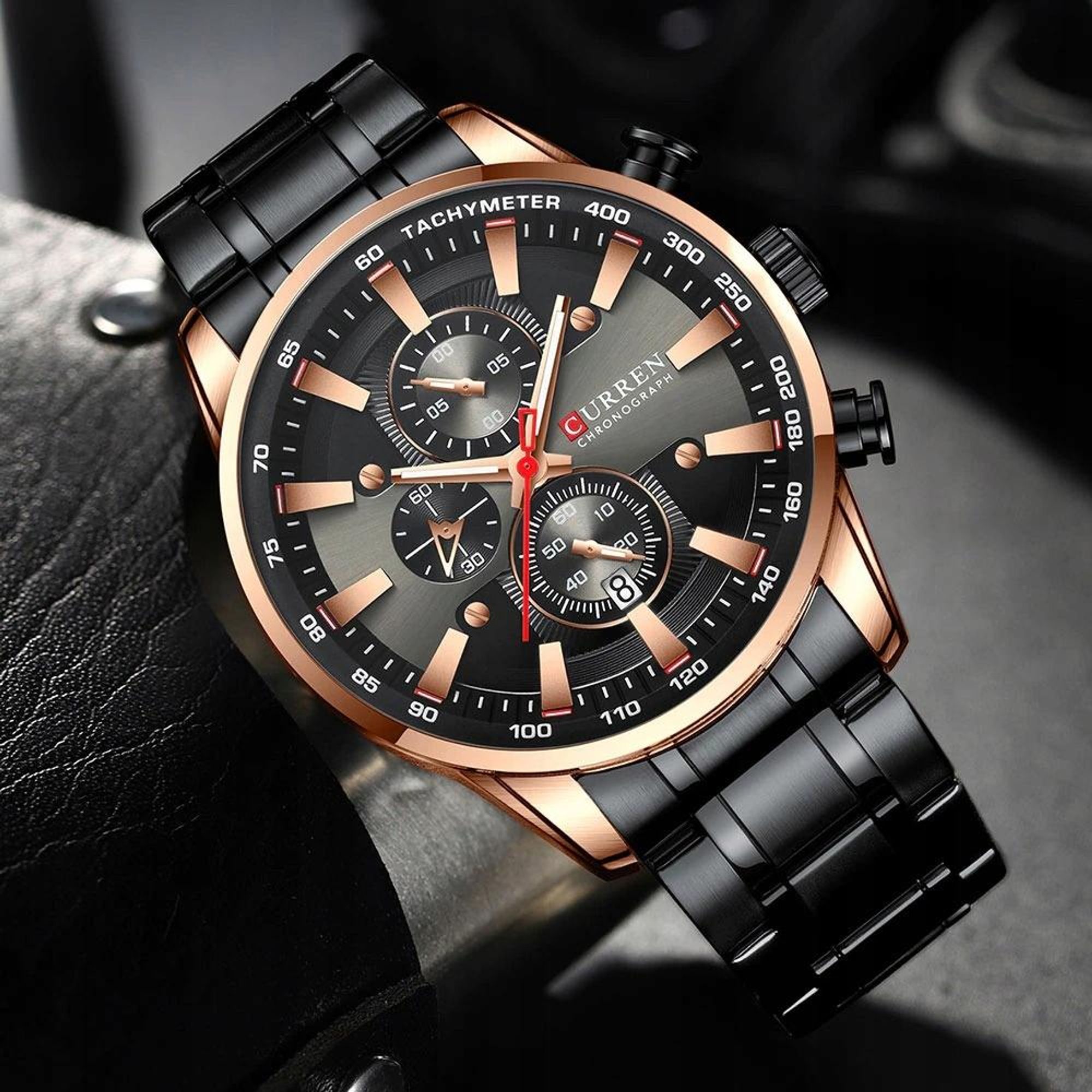 CURREN Herren-Armbanduhr klassisch elegant Chronograph mit Datumsanzeige