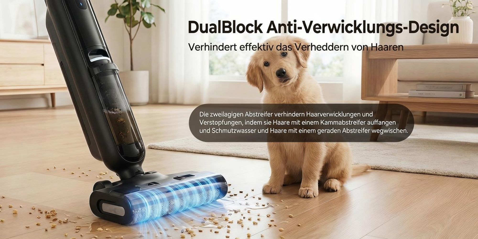 Lubluelu T6 Akku Nass-Trockensauger Kabellos Saugwischer mit Selbstreinigung 16000Pa Bodenreiniger mit Wischfunktion 30 Min Laufzeit für HarteBoden