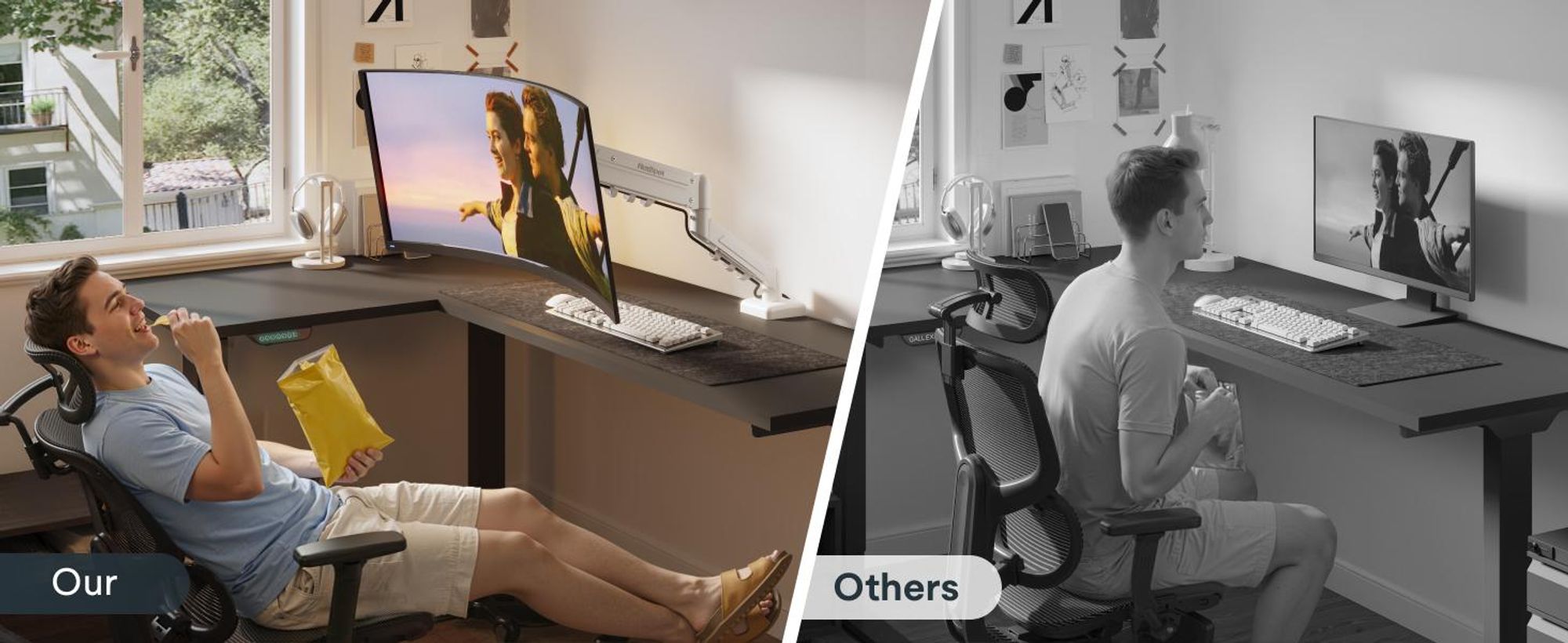 FLEXISPOT MA1 Monitorhalterung 17–32 Zoll, Gasdruckfeder Monitorarm für 1 Monitor, höhenverstellbar & schwenkbar, VESA 75x75/100x100, Weiß
