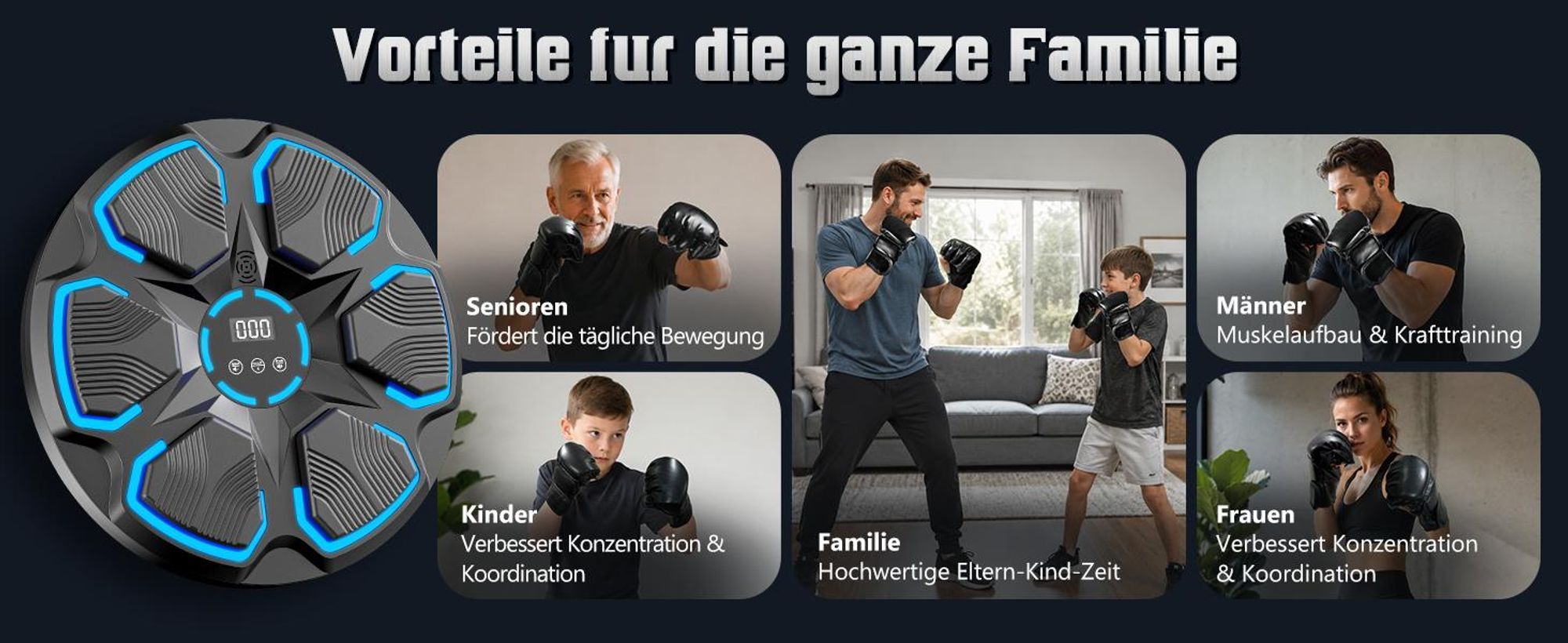 Boxmaschine mit Musik, Musik-Boxmaschine, Heimwand-Musikboxmaschine, Bluetooth Boxtrainingsausrüstung mit Boxhandschuhen für Heimtraining/Boxtraining