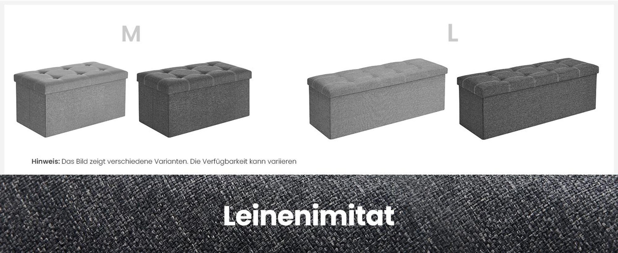 SONGMICS Sitzbank mit Stauraum, Sitztruhe, Sitzhocker, faltbar, 110x38x38cm