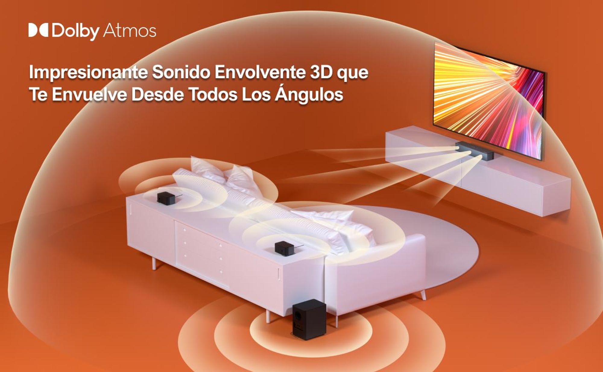 Barra de sonido ULTIMEA 5.1 con Dolby Atmos, sistema de sonido envolvente 3D con subwoofer, 2 altavoces traseros, barra de sonido Bluetooth 5.3 con ecualizador de graves ajustable