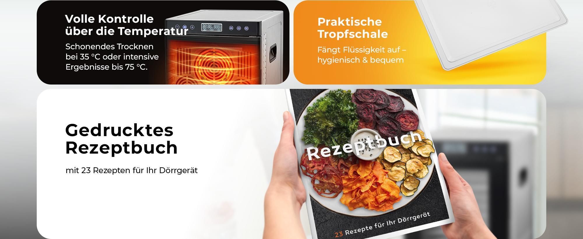 Balter Dörrautomat Edelstahl mit 10 Etagen, 700 W, Dörrgerät, LED-Display, 48-Stunden-Timer und Temperaturregelung, Dehydrator, BPA-frei