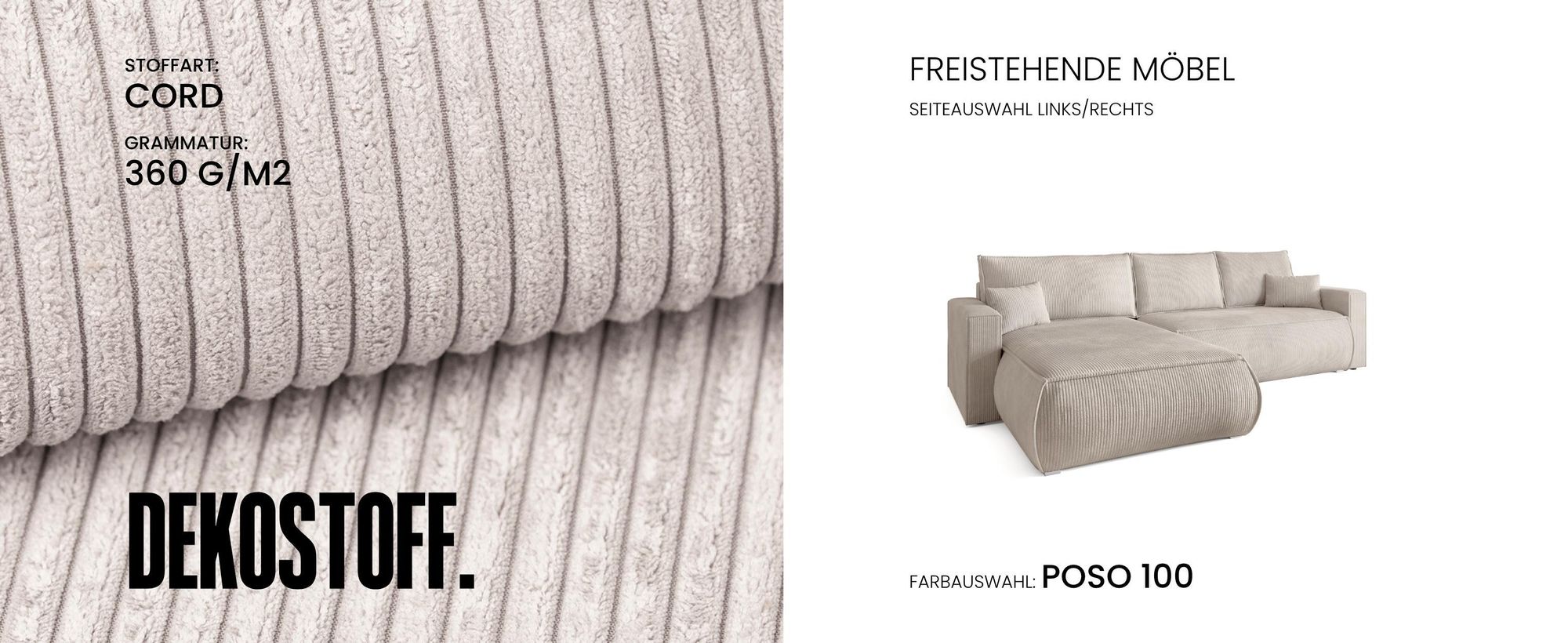 BroMARKT Ecksofa HAVANA Schlaffunktion Bettkasten L-Form 120x236 cm Beige