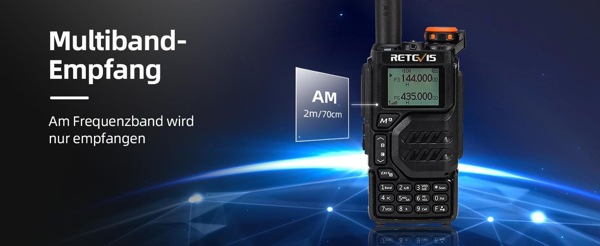 Retevis RA79 Amateurfunkgerät, 5W Air-Band-Empfang Ham Radio, 1400-mAh-Akku-Handfunkgerät für Jagd, Reisen, Wandern, Fernfunkgerät (1 Stück)