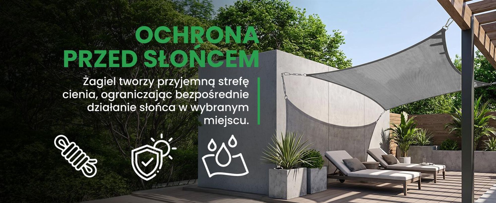 Żagiel ogrodowy przeciwsłoneczny 3 na 4 metra wodoodporny na balkon tarsa do ogrodu