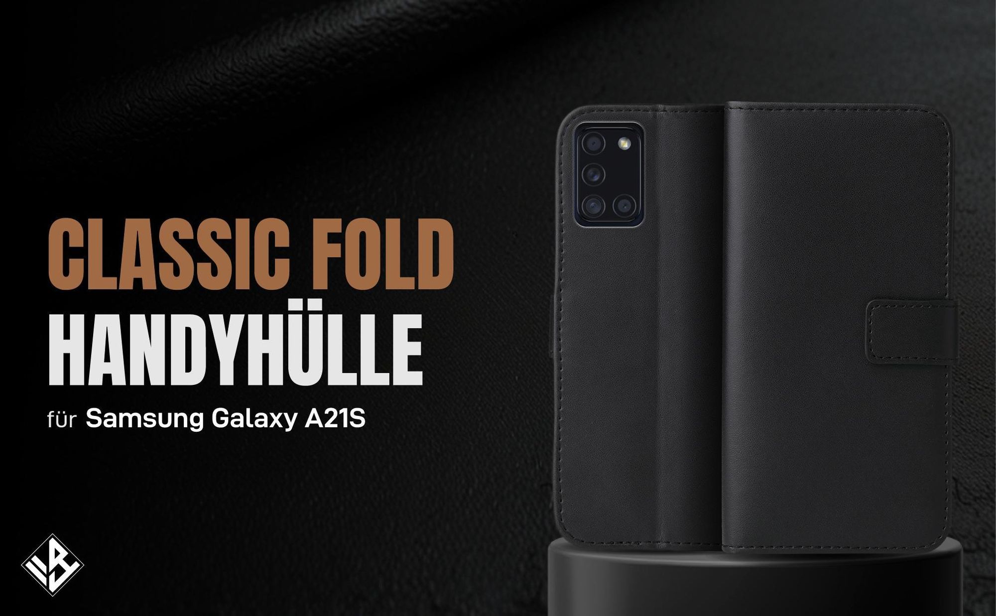 Schwarze Klapphülle für Samsung Galaxy A21S mit Wallet-Funktion