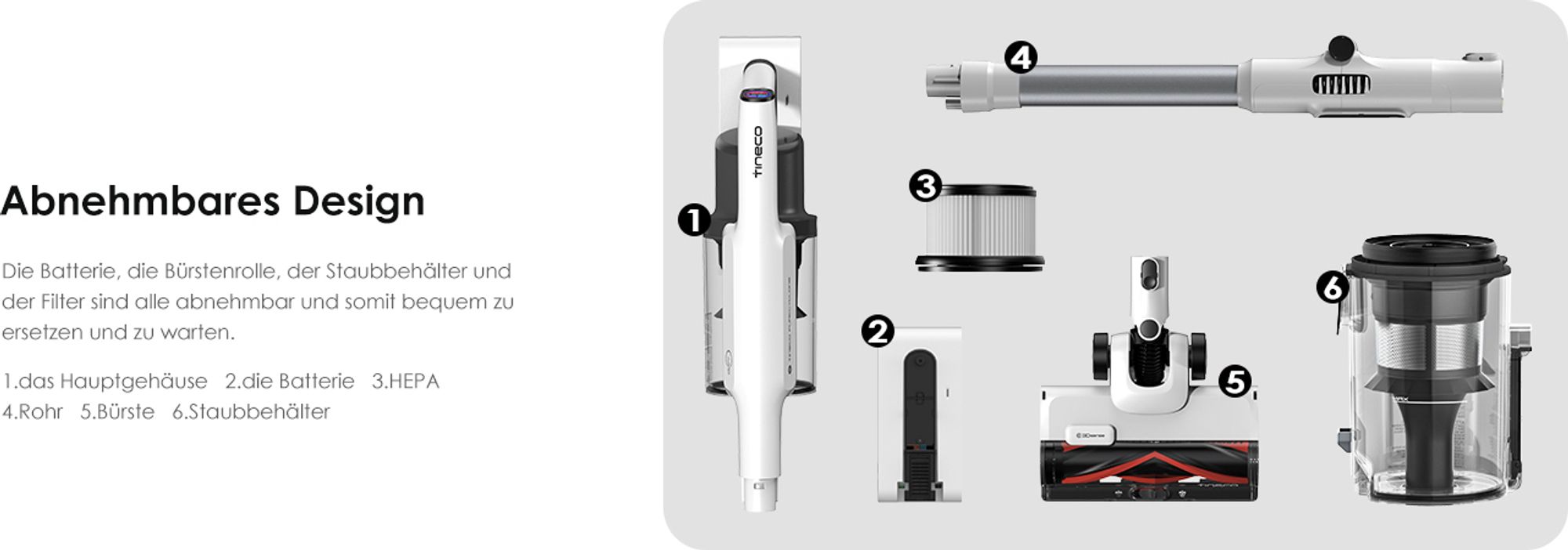 Tineco PURE ONE A50S Plus Akku Staubsauger, Flex Kabelloser Handstaubsauger 70 Min., 3DSense Power Bürste, PureCyclone Technol. 1L Staubbehälter