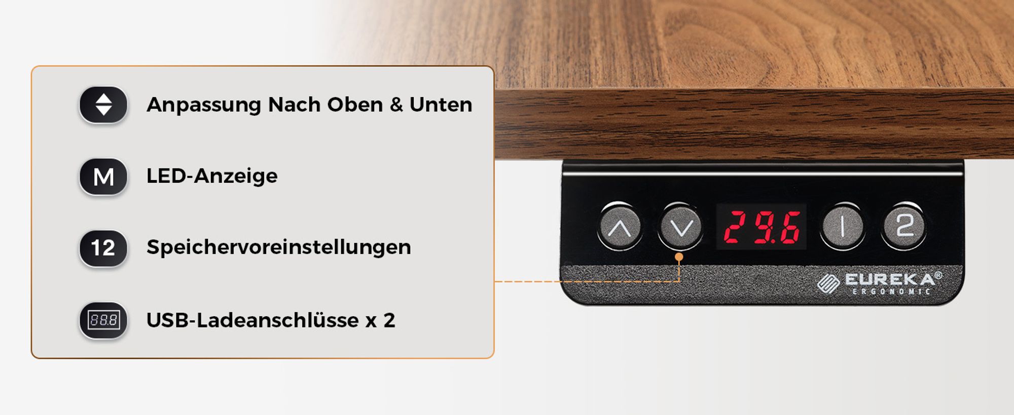 EUREKA ERGONOMIC Höhenverstellbarer Computertisch Elektrisch Schreibtisch 155x110cm Gaming Tisch mit Tastaturablage und Monitorständer