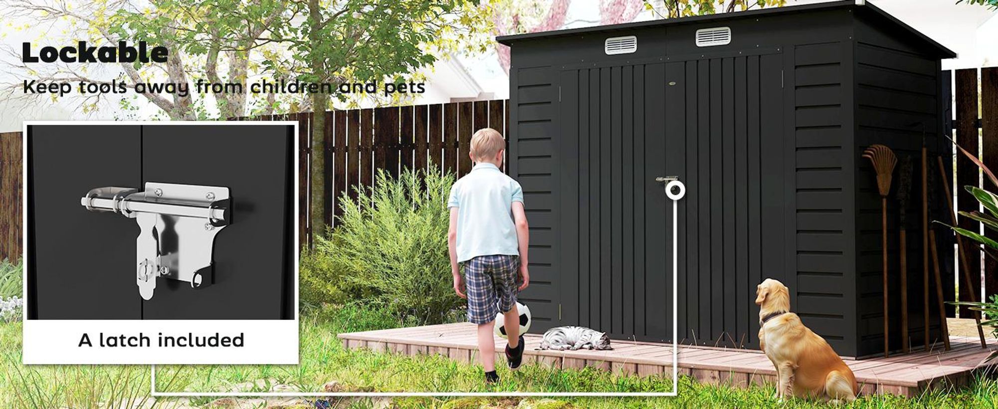 Metalowa szopa narzędziowa Outsunny 4,1 m² 249x121x183 cm z dwuspadowym dachem, zamykana na klucz, z podwójnymi drzwiami i oknem, domek ogrodowy, szafka ogrodowa na podwórko, szary