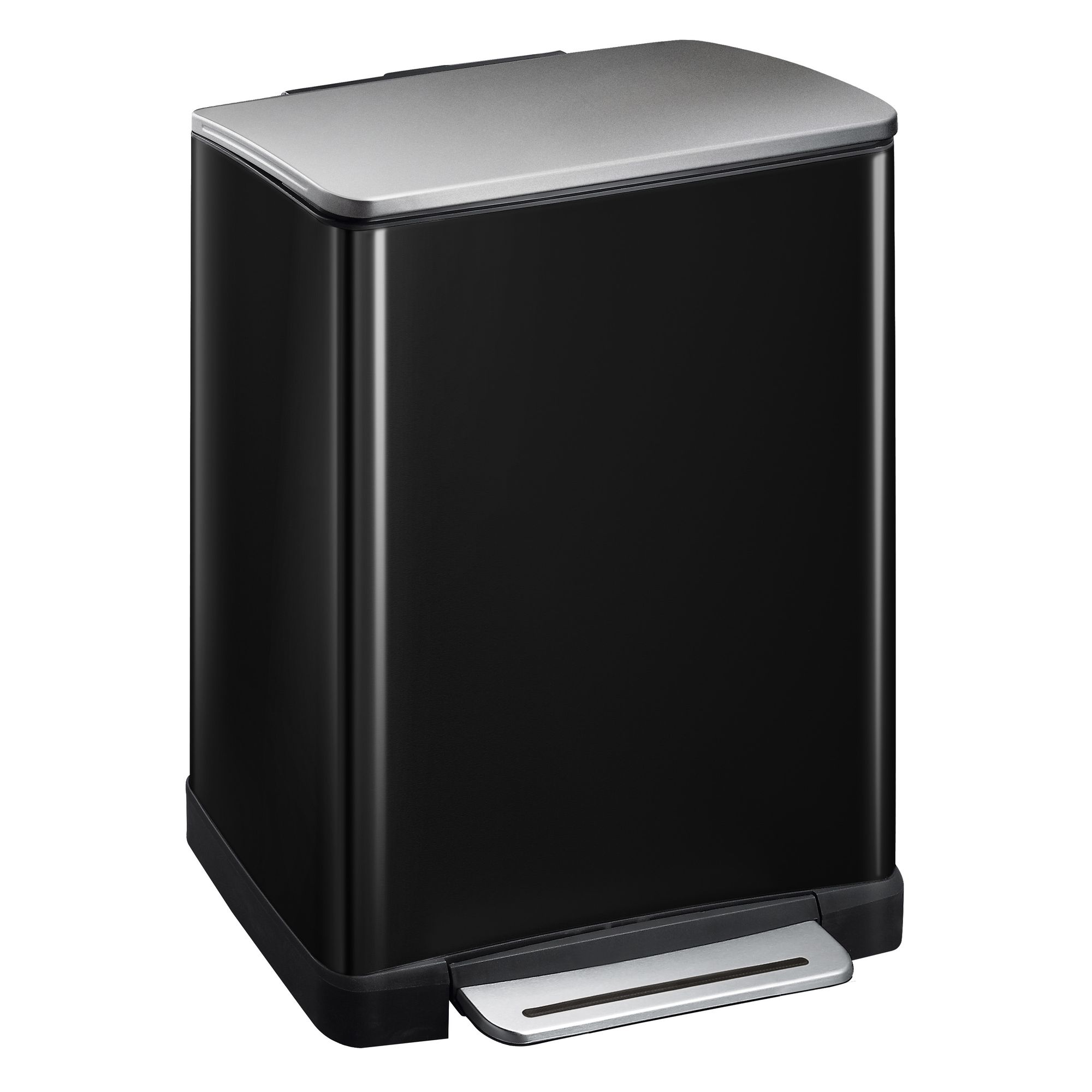 EKO - E-Cube Treteimer 50 Liter - Stainless steel Plastic - Schwarz, Matt Edelstahl
