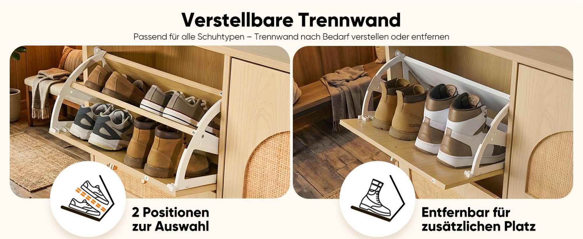 HOKEEPER Schuhschrank Schmal, Schuhregal mit 4 Klappen, Schuhkipper mit Verstellbar, Schuhaufbewahrung Holz, Schuhablage Schuhkommode für Eingang