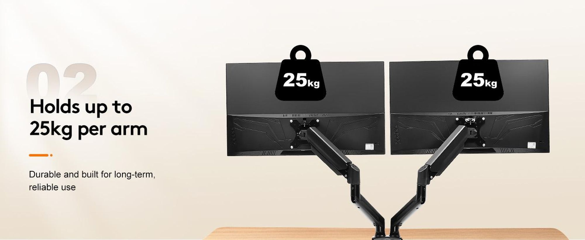 GTPLAYER Support de moniteur, bras de moniteur pour écrans de 13 à 32 pouces, bras de moniteur séparé, capacité de charge 25 kg, hauteur réglable.
