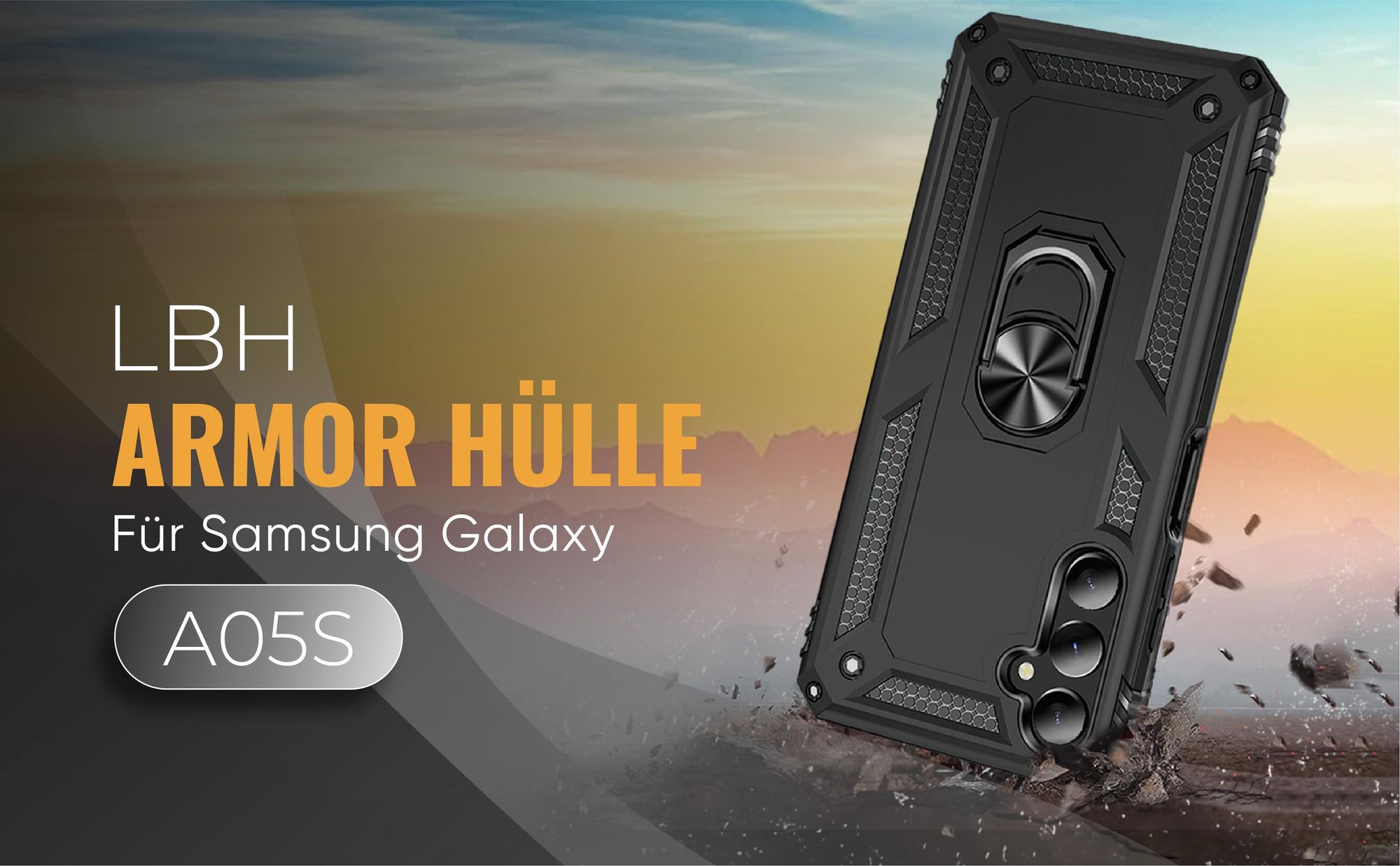 Armor Outdoor Handyhülle für Samsung Galaxy A05s Handy Panzer Case Cover Schutzhülle Farbe: Schwarz