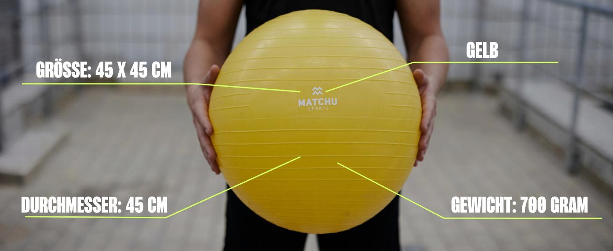 Matchu Sports Gymnastikball (45 cm Gelb Anti-Burst) mit Luftpumpe, Sitzball Büro, Yogaball, Fitnesball, Pilatesball, Pezziball, Sport Ball