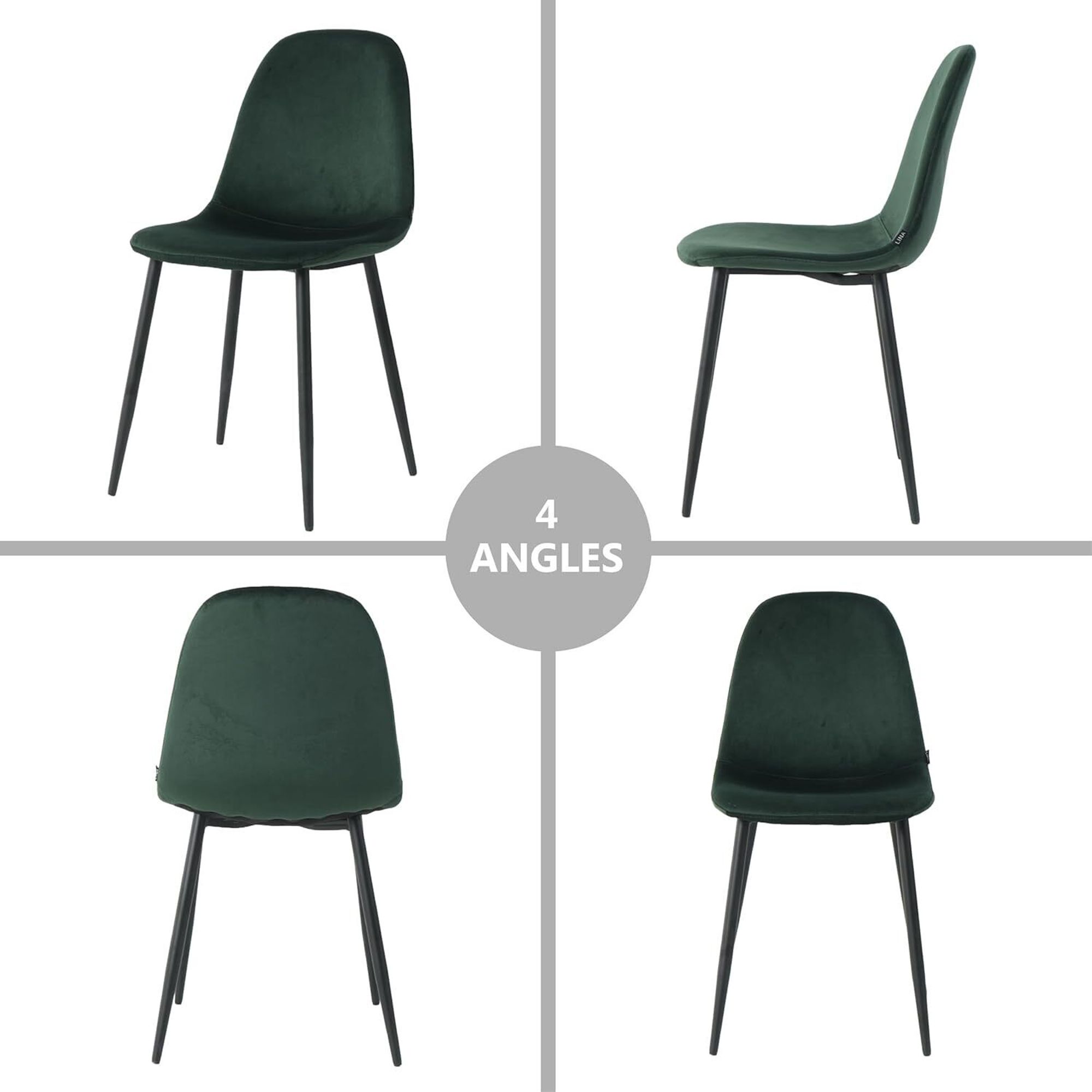 Lina® Napoli Esszimmerstuhl, komfortabler Sitz für Wohnzimmer und Esszimmer, Samtbezug - 2er Set - Grün