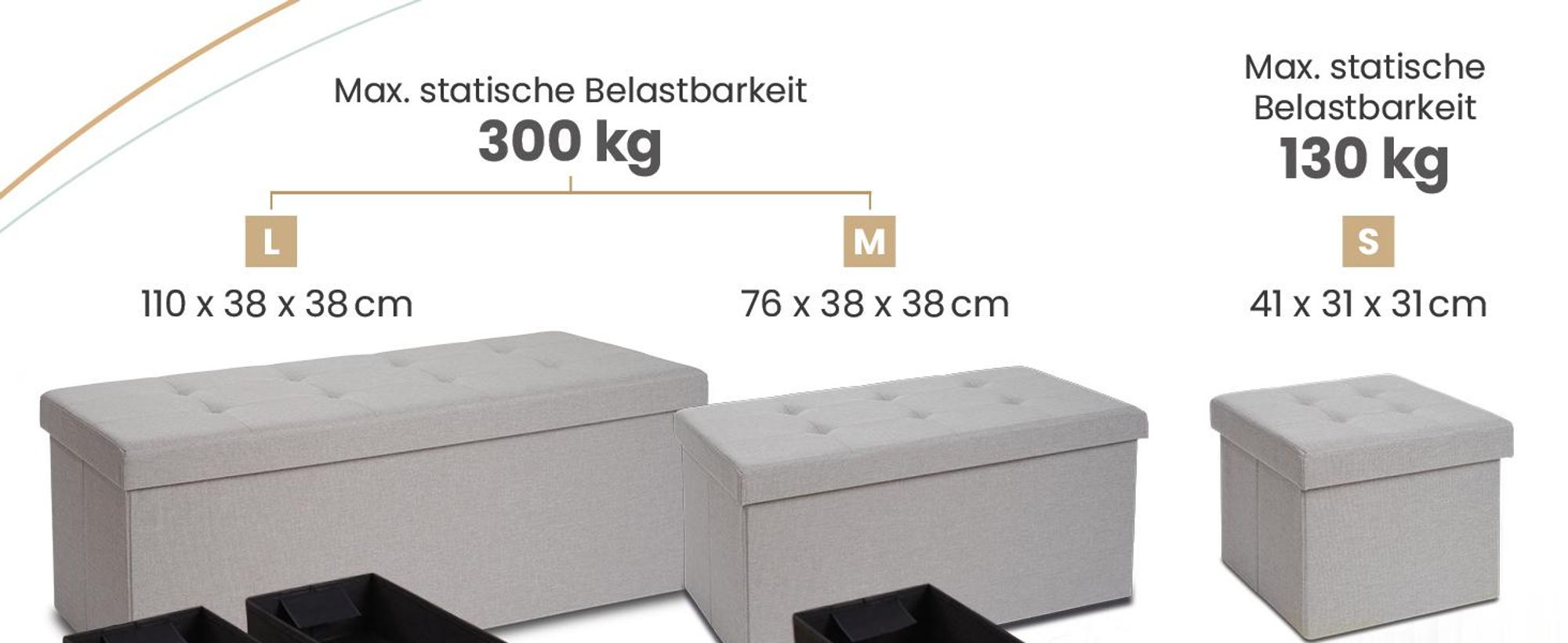 Blumtal Sitzbank mit Stauraum + 2 extra Boxen - Truhenbank mit Stauraum 110x38x38 cm - Sitztruhe mit Stauraum Anthrazit