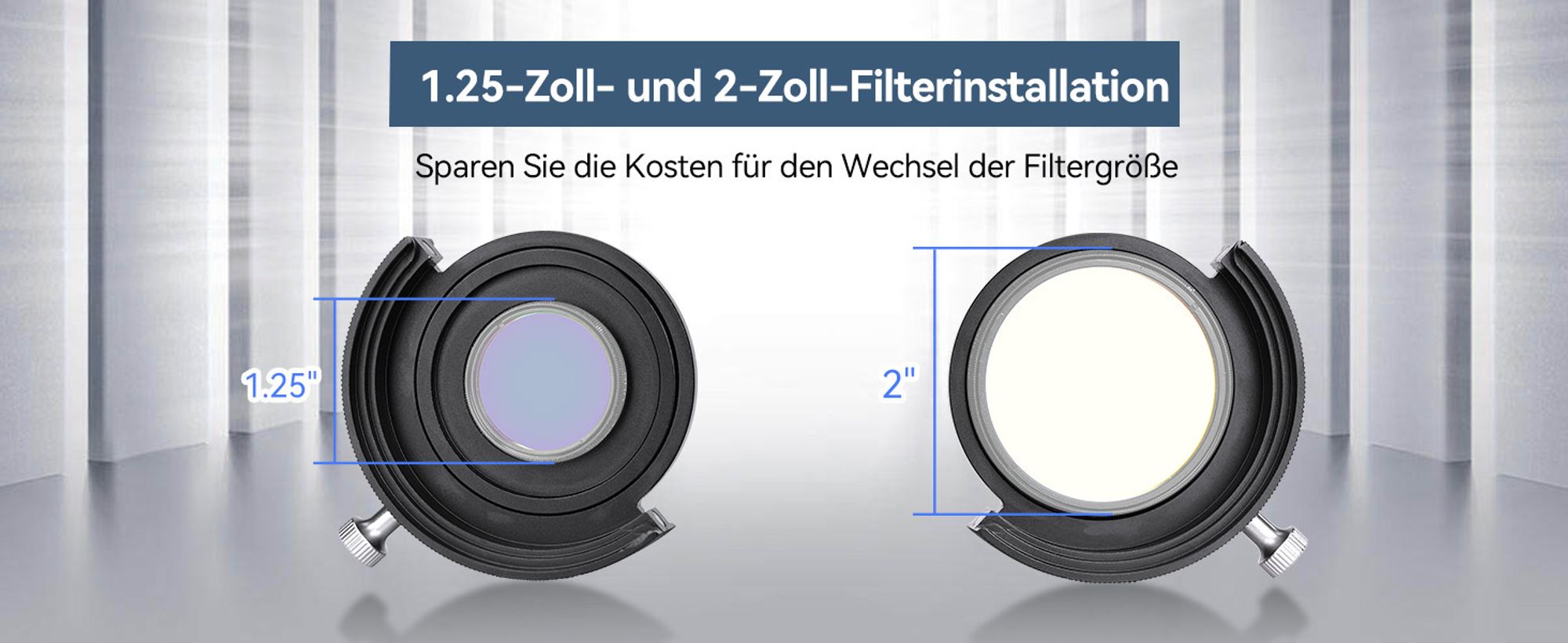 Svbony SV226 Teleskop Filterrad M42-M48, Teleskop Filterschublade Enthält Zwei 2" Filterhalter Kompatibel mit 1,25" und 2" Filter