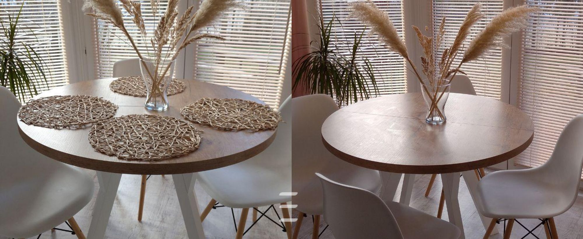 Runder Ausziehbarer Tisch für Esszimmer, PERO, Loft-Stil, Skandinavische, Durchmesser: 80 / 130 cm, Farbe: Eiche Artisan / Schwarz