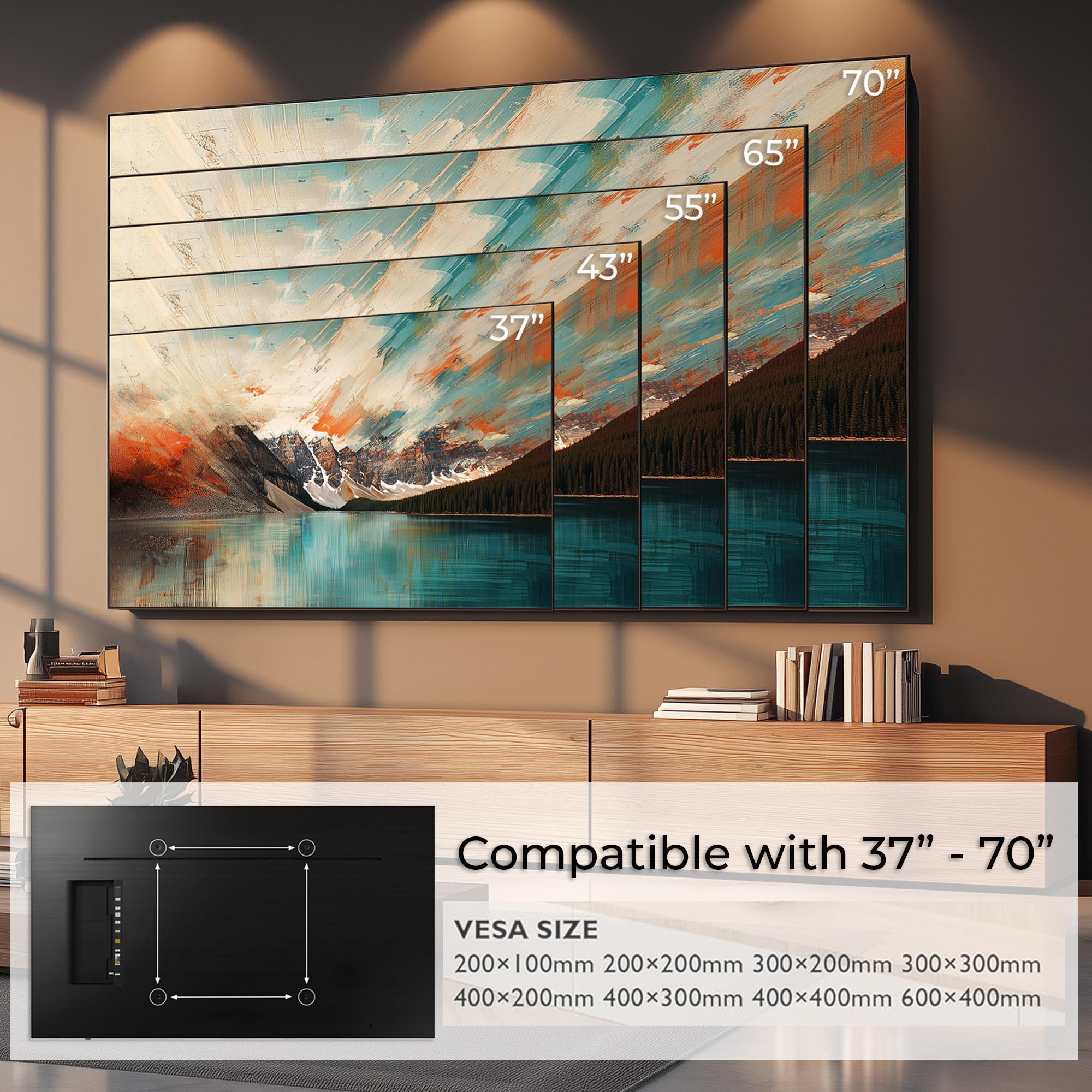 Maclean Brackets Elektrische TV Wandhalterung QLED OLED LED LCD Plasma Halterung mit Fernbedienung Höhenverstellung Zur Montage über dem Kamin 37-70" bis 35kg