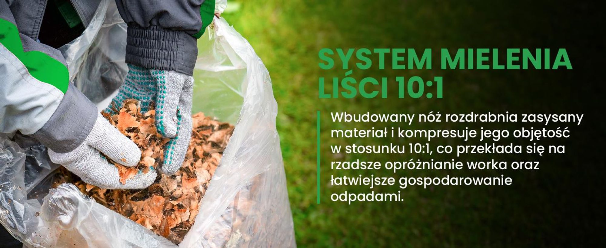 Dmuchawa odkurzacz do liści z rozdrabniaczem i dużym workiem na odpady
